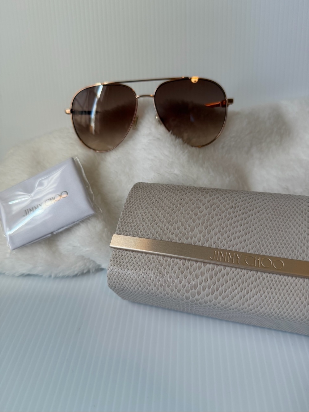 Jimmy Choo OLLY/S aviator sunglasses in the Gold Copper colorway